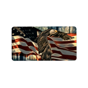Bald Eagle American Flag Country Road Adressaufkleber