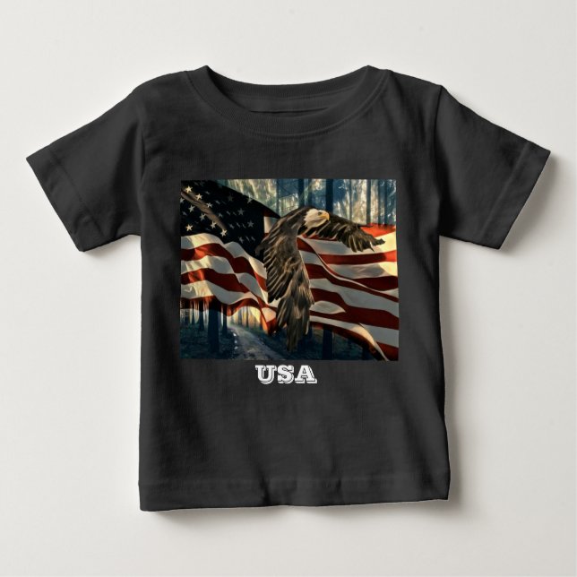 Bald Eagle American Flag Country Road Baby T-shirt (Vorderseite)