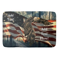 Bald Eagle American Flag Country Road Bath Mat