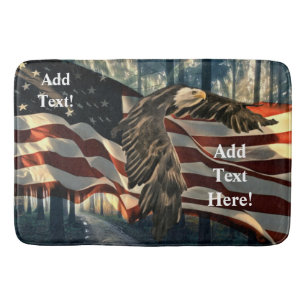 Bald Eagle American Flag Country Road Bath Mat Badematte