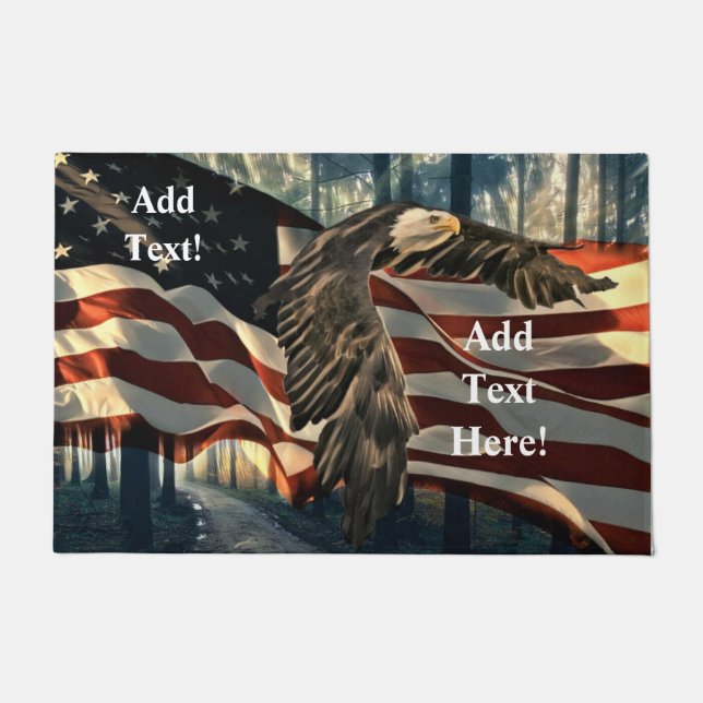 Bald Eagle American Flag Country Road Doormat Fußmatte (Vorderseite)