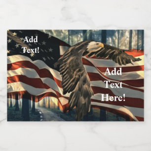 Bald Eagle American Flag Country Road Food Label Lebensmitteletikett