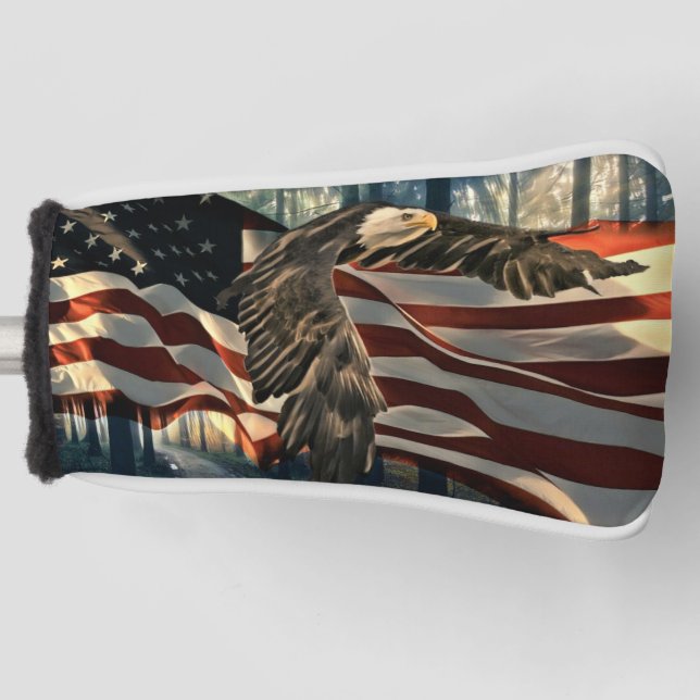 Bald Eagle American Flag Country Road Golf Headcover (Vorderseite)