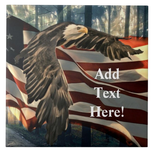 Bald Eagle American Flag Country Road Keramik Tile Fliese (Vorderseite)