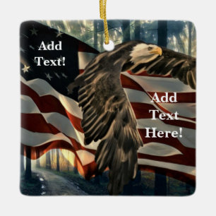 Bald Eagle American Flag Country Road Keramikornament