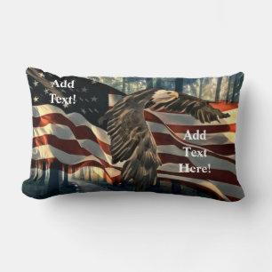 Bald Eagle American Flag Country Road Lumbar Pillo Lendenkissen