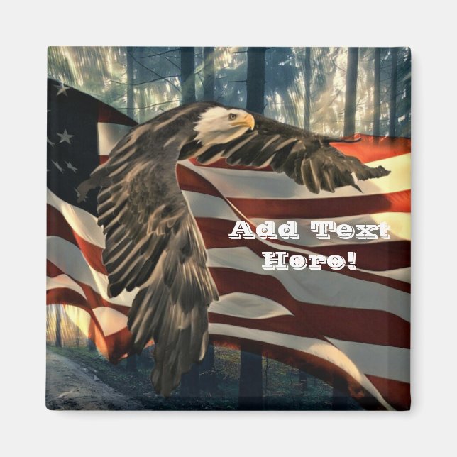 Bald Eagle American Flag Country Road Magnet (Vorne)
