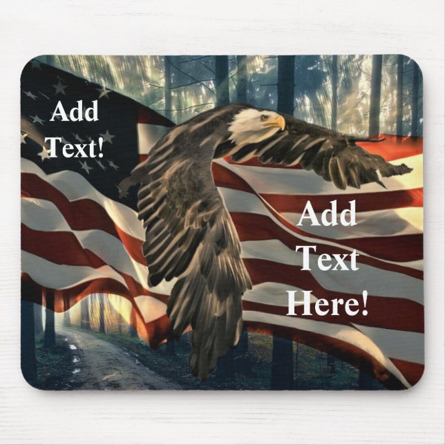 Bald Eagle American Flag Country Road Mouse Pad Mousepad (Vorne)