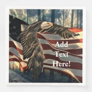 Bald Eagle American Flag Country Road Paper Dinner Serviette