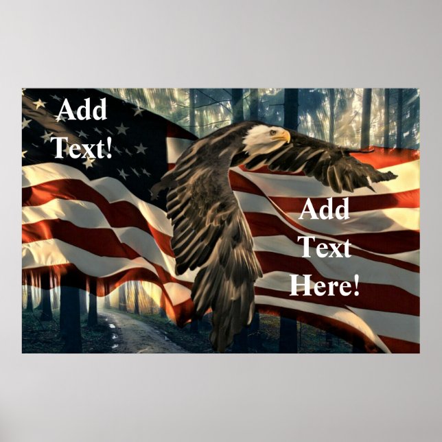Bald Eagle American Flag Country Road Poster (Vorne)