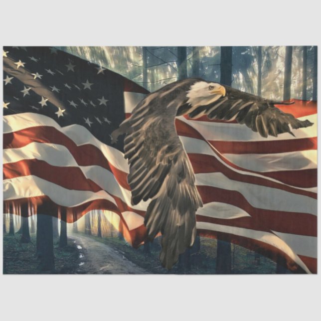 Bald Eagle American Flag Country Road Seidenpapier (Vorderseite)