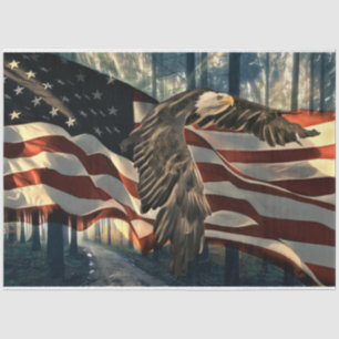 Bald Eagle American Flag Country Road Seidenpapier