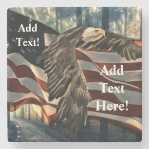 Bald Eagle American Flag Country Road Stone Coaste Steinuntersetzer