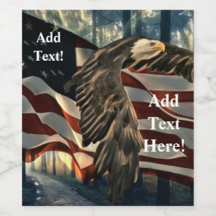 Bald Eagle American Flag Country Road Wine Label Weinetikett