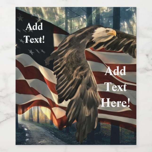 Bald Eagle American Flag Country Road Wine Label Weinetikett (Einzelnes Label)