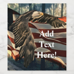Bald Eagle American Flag Country Road Wine Label Weinetikett