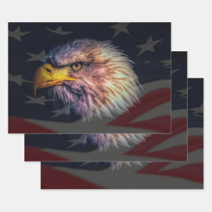 Bald Eagle American Flag Geschenkpapier Set