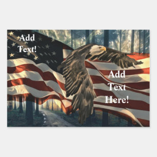 Bald Eagle American Flag Geschenkpapier Set