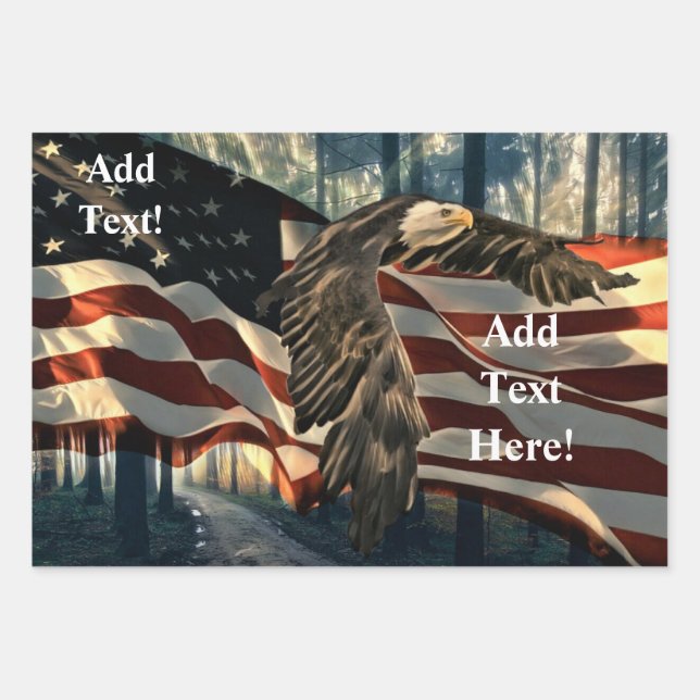 Bald Eagle American Flag Geschenkpapier Set (Vorderseite 2)