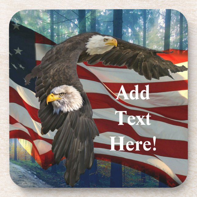 Bald Eagle American Flag Getränkeuntersetzer (Vorderseite)