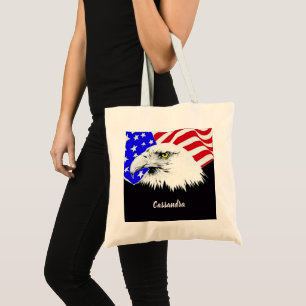 Bald Eagle American Flag Individuelle Name oder Zi Tragetasche