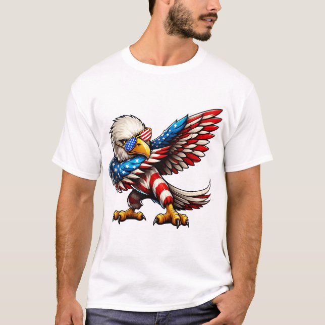 Bald Eagle American Flag Patriotic 4. Juli T-Shirt (Vorderseite)