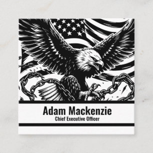 Bald Eagle American Flag Patriotic Business Card Quadratische Visitenkarte