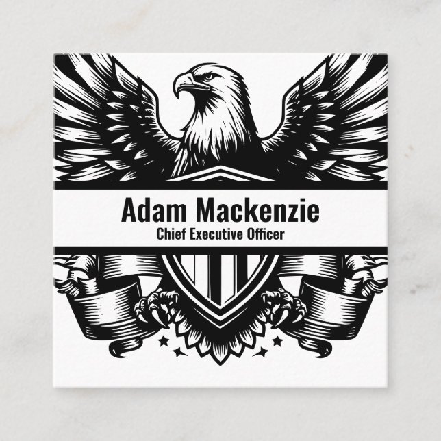 Bald Eagle American Flag Patriotic Business Card Quadratische Visitenkarte (Vorderseite)