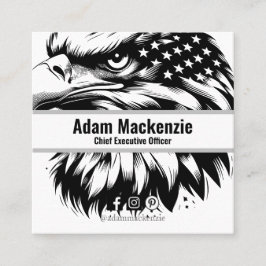 Bald Eagle American Flag Patriotic Business Card Quadratische Visitenkarte