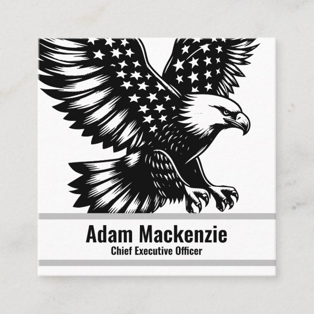 Bald Eagle American Flag Patriotic Business Card Quadratische Visitenkarte (Vorderseite)