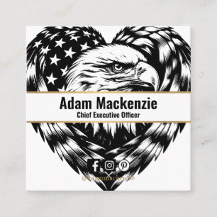 Bald Eagle American Flag Patriotic Business Card Quadratische Visitenkarte
