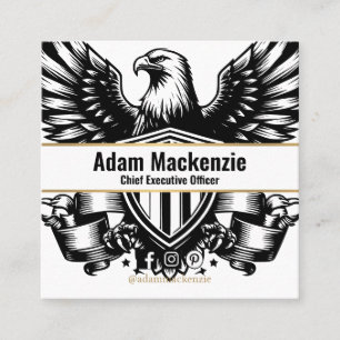 Bald Eagle American Flag Patriotic Business Card Quadratische Visitenkarte