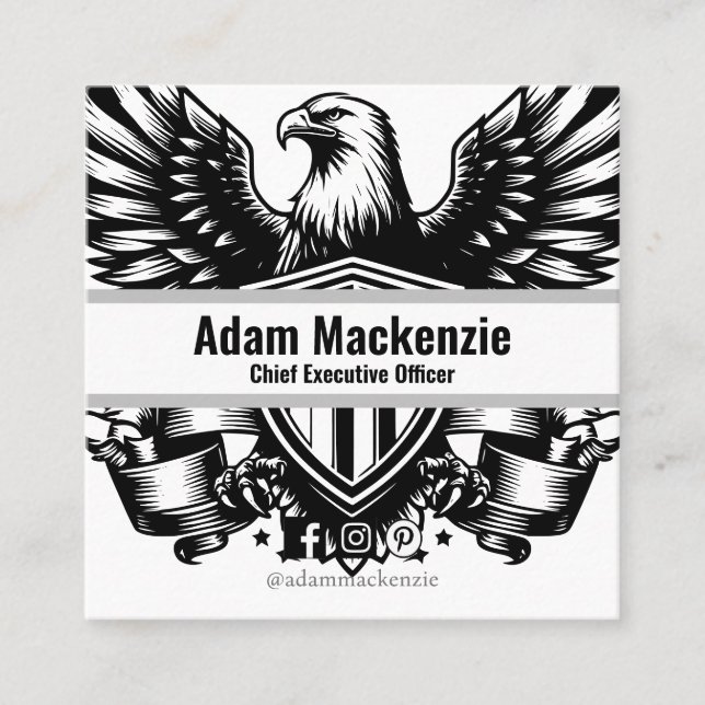 Bald Eagle American Flag Patriotic Business Card Quadratische Visitenkarte (Vorderseite)