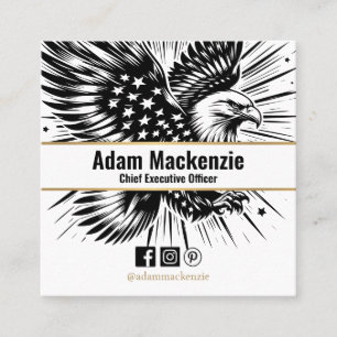 Bald Eagle American Flag Patriotic Business Card Quadratische Visitenkarte