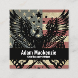 Bald Eagle American Flag Patriotic Business Card Quadratische Visitenkarte