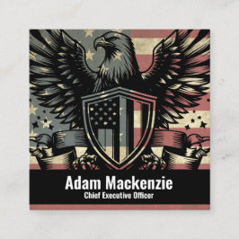 Bald Eagle American Flag Patriotic Business Card Quadratische Visitenkarte