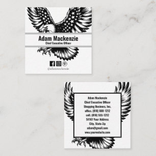 Bald Eagle American Flag Patriotic Business Card Quadratische Visitenkarte