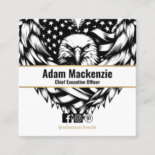 Bald Eagle American Flag Patriotic Business Card Quadratische Visitenkarte