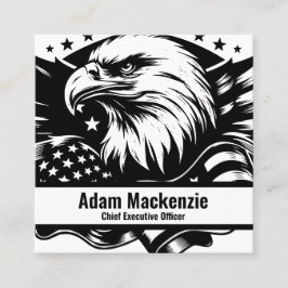 Bald Eagle American Flag Patriotic Business Card Quadratische Visitenkarte