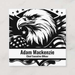Bald Eagle American Flag Patriotic Business Card Quadratische Visitenkarte