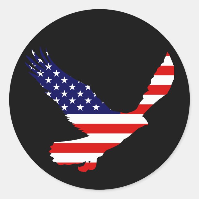 Bald Eagle American Flag Runder Aufkleber (Vorderseite)