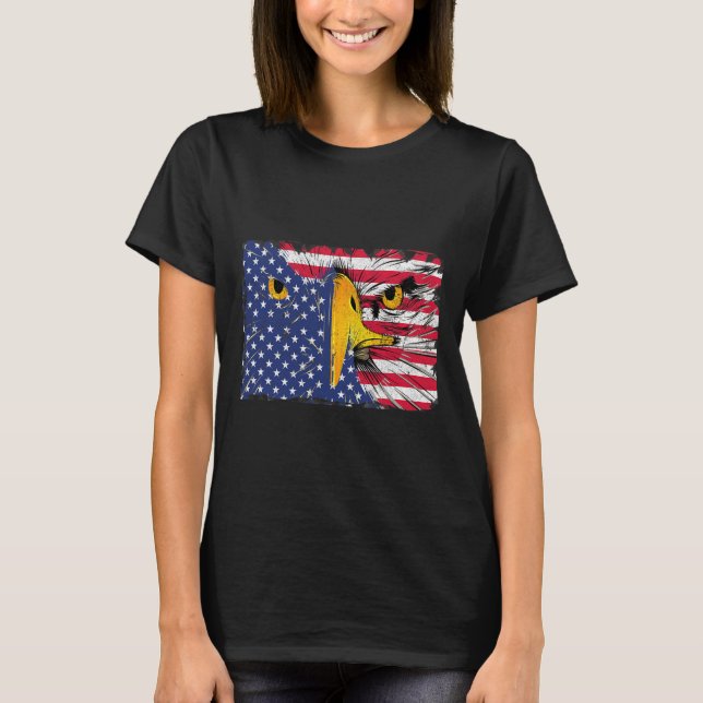 Bald Eagle American Flag USA 4. Juli T-Shirt (Vorderseite)