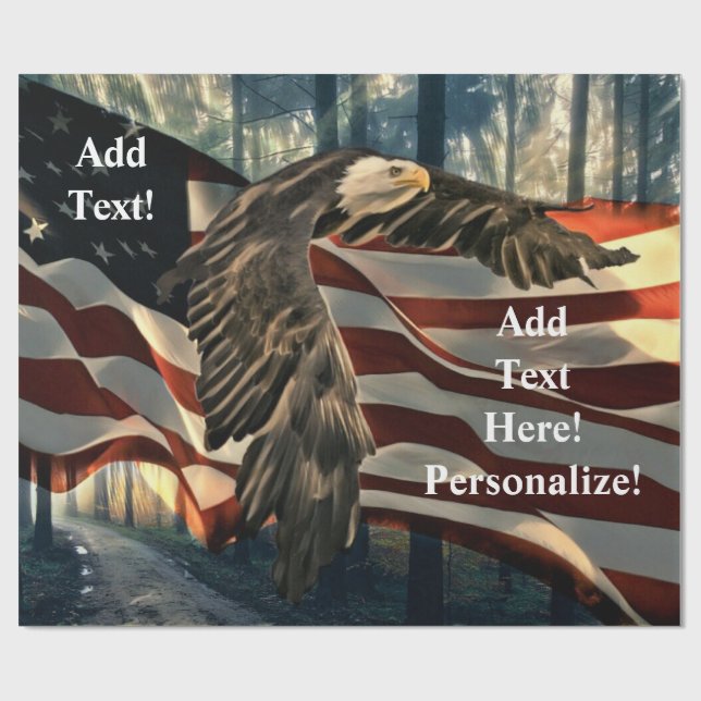 Bald Eagle American Flag Wrapping Paper Geschenkpapier (Flach)