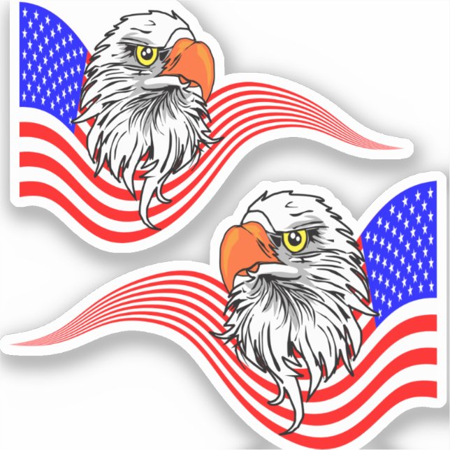 Bald Eagle American USA Flag Patriotic Art   Aufkleber (Vorderseite)