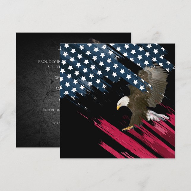 Bald Eagle auf der Flagge Einladung (Vorne/Hinten)