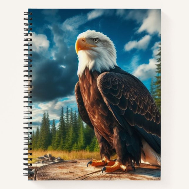 Bald Eagle auf einem Stump-Notebook Notizbuch (Vorderseite)