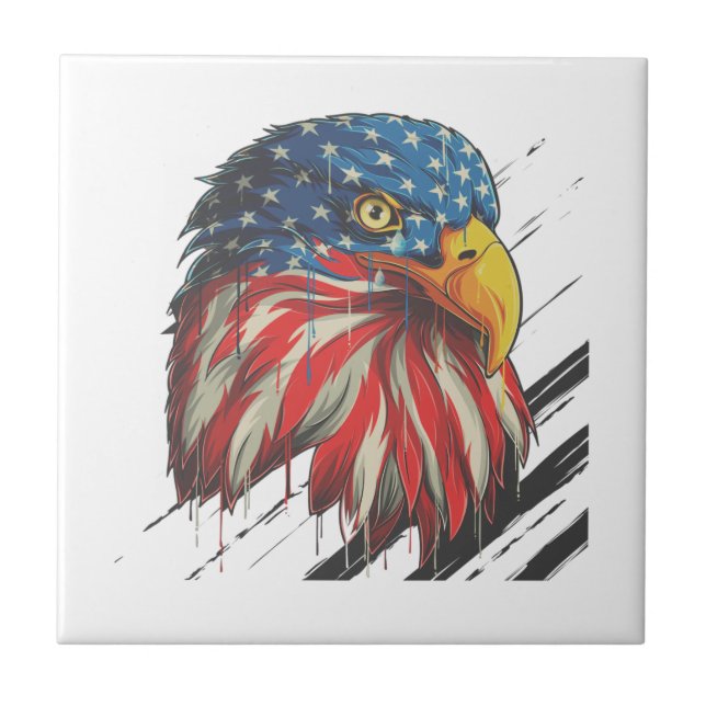 Bald Eagle Bird USA Flag Cry Patriotic Fliese (Vorderseite)