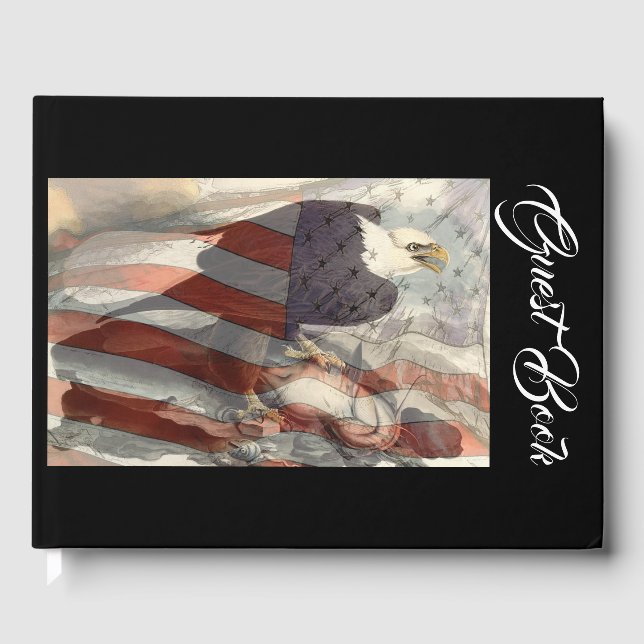 Bald Eagle Bird USA Flag Patriot Vet Guest Book Gästebuch (Vorderseite)
