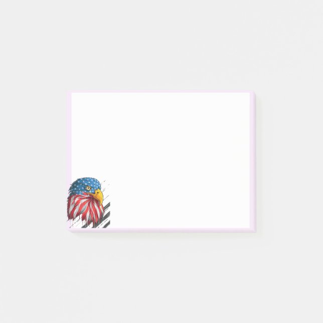 Bald Eagle Bird USA Flag Patriotic America Post-it Klebezettel (Vorderseite)