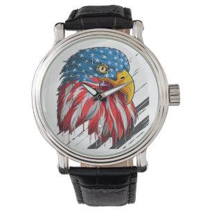 Bald Eagle Bird USA Flag Symbol Armbanduhr